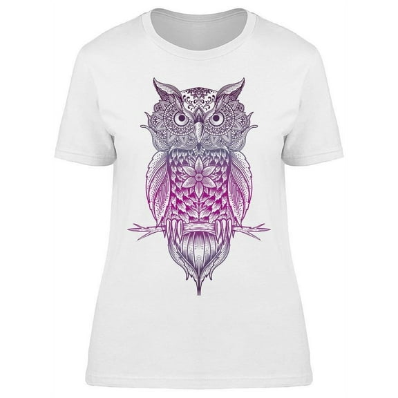 Owl Pattern Mandala T-Shirt Women -Image by Shutterstock, Female Medium