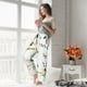 thumbnail image 5 of Balery Pretty Floral With Leaves Pantalones de pijama para mujer, pijamas ultraligeros, pantalones de estar por casa-Small, 5 of 6
