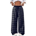 thumbnail image 6 of SwiftWear Women’s Plaid Drawstring Pants Elastic Waist Wide Leg Trousers with Pockets, Loose Fit Casual & Comfortable Baggy Pants, 6 of 9