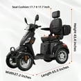 thumbnail image 3 of Xlluproid Heavy Duty 4-Wheel Mobility Scooter,Electric Powered Chair,800W,500 lb Limit，Black, 3 of 10
