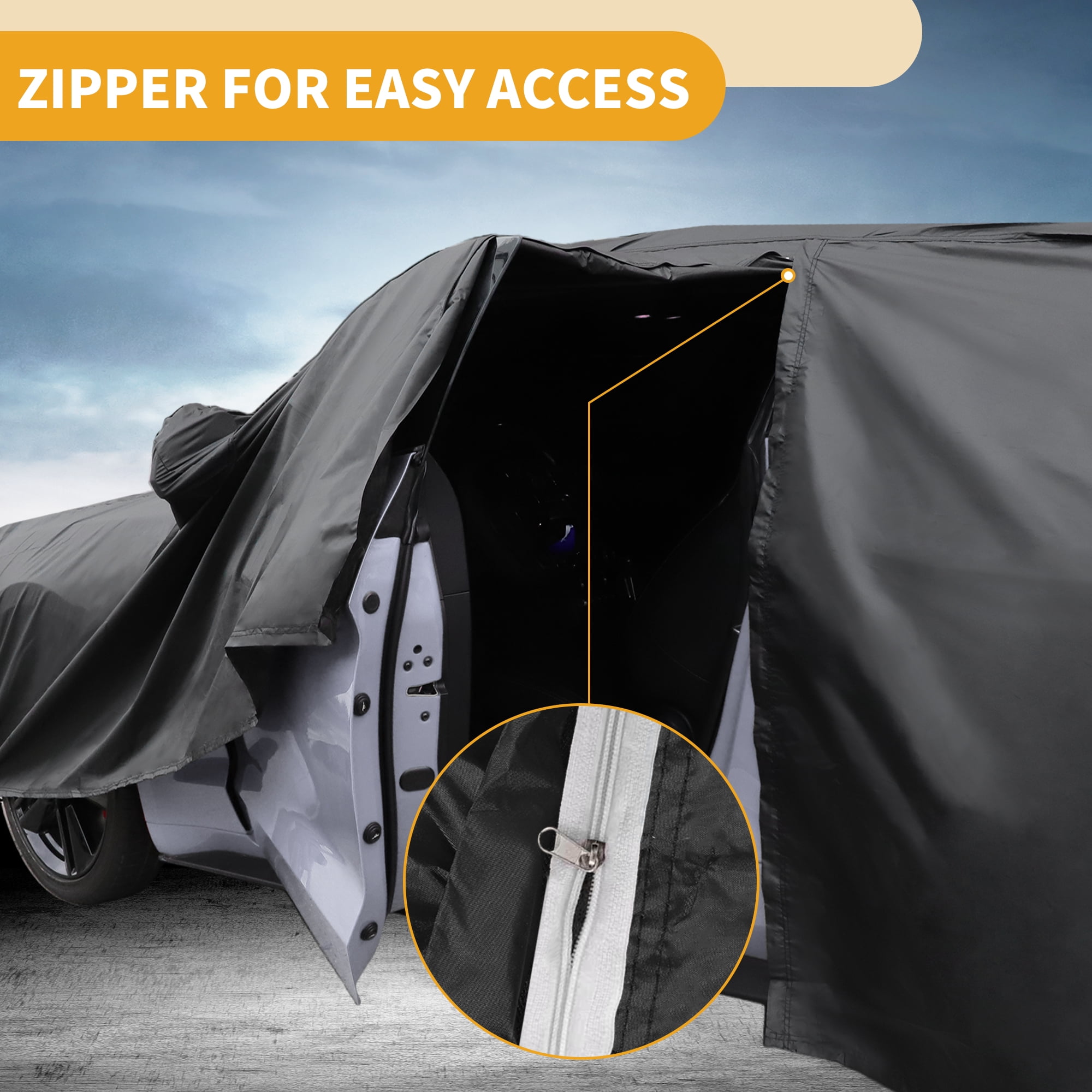 Unique Bargains Universal Car Cover Waterproof Black 187.01"x70.87"x49.21"