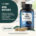 thumbnail image 3 of Suplemento Alimenticio LIFE 360+ Men M4TUR3 220 cápsulas Colágeno hidrolizado Maca Creatina Aminoácidos Vitaminas Minerales, 3 of 7