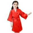 thumbnail image 1 of Trayknick Summer Girls Silk Robe Solid Color Children Pajamas Kids Soft Bathrobe Sleepwear, 1 of 13