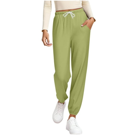 ZHYou Womens Classic Jogger Pants,Soft Comfortable Loose Fit Sweatpants,Trousers with Elastic Drawstring Waist and Side Pockets,Army Green,Size 2XL