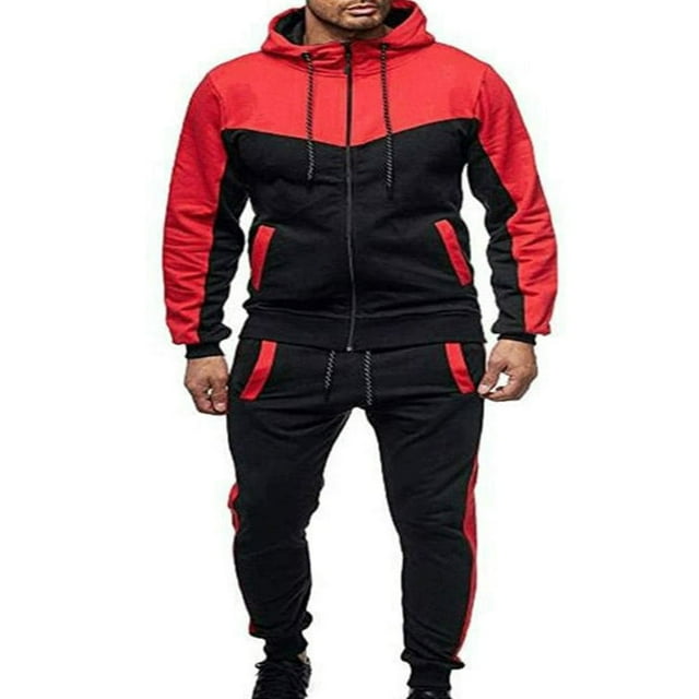 Men Sweatsuits Sets Men‘s Casual Tracksuit Set Long Sleeve Full-Zip Running Jogging Athletic Sweat Suits
