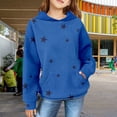 thumbnail image 2 of Mercatoo Girls Star Print Waffl1 Hoodi1,Kids Casual Stylish Long Sleeve Hooded Sweatshirt Fall Winter Daily Wear Outfit Tops, 2 of 7