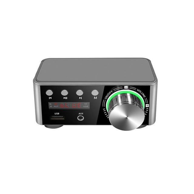 Sidaley Placa amplificadora de pantalla Digital de 100W, placa amplificadora eléctrica compatible con Bluetooth 5,0, amplificador de potencia Cables de audio/vídeo Plata