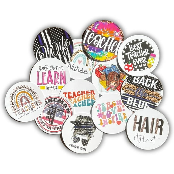 Occupation Nurse Teacher Hair Stylist Police Lineman Car Freshie Cardstock Cutout Rounds 2 in  12 pk Mixed, for Scented Aroma Bead Bake for Silicone Mold