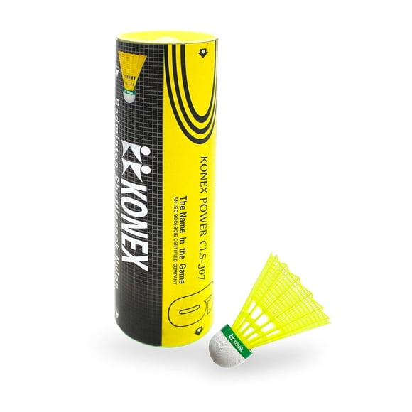 Konex CLS - 307 Nylon , Green Badminton Shuttlecock Pack Of 6 ,Green Cap | For Boys And Girls