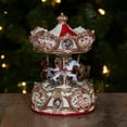 thumbnail image 2 of 6.25" Animated Musical Clown and Cupid Carousel with Canopy and 3-Horses Table Top Decoration, 2 of 4