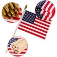 thumbnail image 2 of 12 pack Small American Flags on Stick 5x8 Inch/Mini American US Flags/American Hand Held Stick Flags Spear Top (5x8 Inch-12 pack), 2 of 7