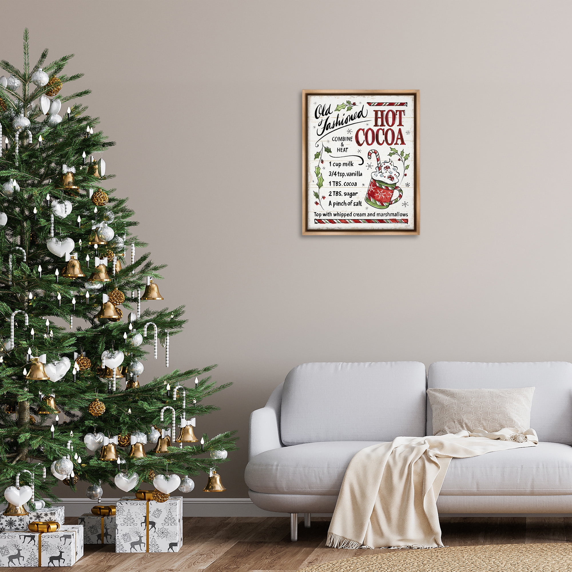 Stupell Industries Old Fashioned Hot Cocoa Recipe Food & Beverage Painting Brown Floater Framed Canvas Art Print Wall Art, 25 x 31