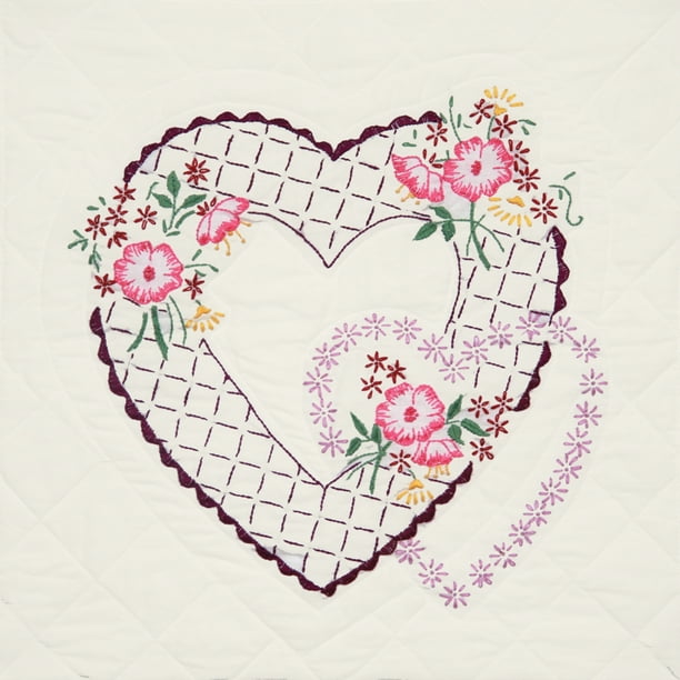 Fairway needlecraft twin rose stamped quilt blocks 18 x 18  walmart