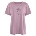 thumbnail image 4 of vigerkar Women Solid Oversized Graphic T-Shirt Casual Cotton Tees Printed Summer Tops (Pink, XXL), 4 of 4