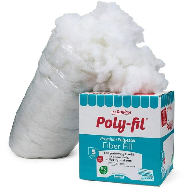 Fairfield The Original Poly-Fil, Premium Polyester Fiber Fill, Soft Pillow Stuffing, Stuffing for Stuffed Animals, Toys, Cloud Decorations, and More, Machine-Washable Poly-Fil Fiber Fill, 5 lbs. Box