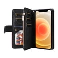 thumbnail image 4 of iPhone 12 Case , Wallet Cover Zipper Poket Nine Card Slot PU Leather Magnetic Clasp Kickstand Compatible with iPhone 12 Case - Black, 4 of 5