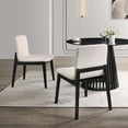 thumbnail image 6 of XDECO White Boucle Dining Chairs Set of 2 with Black Wooden Legs, Mid Century Modern Accent Fabric Vanity Chairs with Thick Cushion for Indoor Outdoor Kitchen Living Room Bedroom Restaurant, 6 of 7