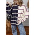 thumbnail image 2 of Women's Oversized Blue Stripe Colorblock Sweater | [ZhiHiMeRi] | (US 4-6)S, 2 of 9