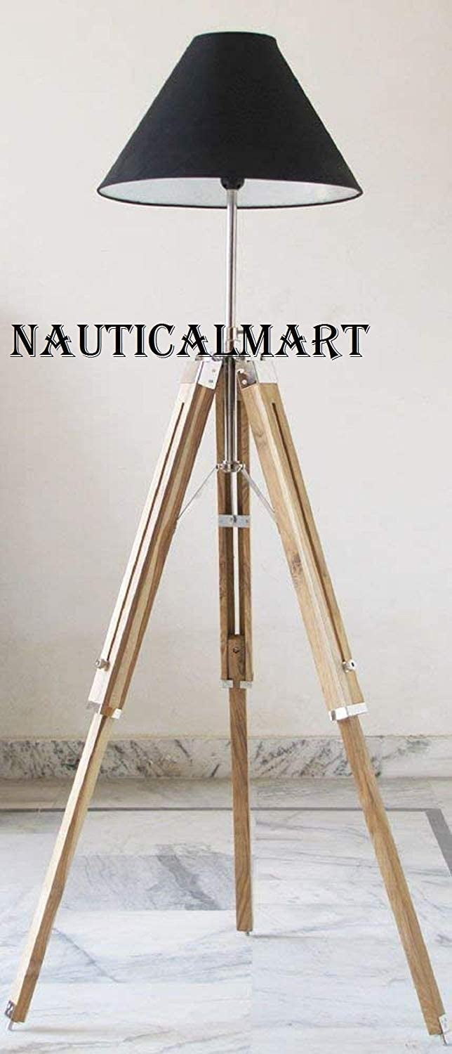 Marine Nautical Teak Wood Vintage Floor Lamp Wooden Tripod Stand Use With Shade 