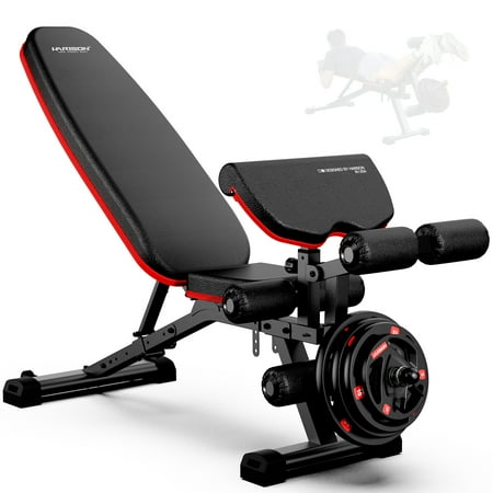 HARISON Weight Bench - Adjustable Workout Bench for Home Gym with Leg Extension and Preacher Pad, Heavy Duty Flat Incline Decline Sit Up Bench, 1000LBS Capacity Exercise Bench `