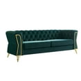 thumbnail image 2 of Luxurious 87.4" Tufted Velvet Sofa in Rich Green - Modern Living Room Couch with Gold Metal Accents, High-Density Foam, and Flared Arms - Elegant & Comfortable 3-Seater for Ultimate Relaxation, 2 of 12