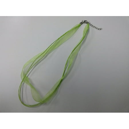 5 Necklaces - Lime Green Organza Ribbon 16