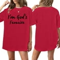 thumbnail image 6 of Womens Christian Tshirts I'm God's Favorite Short Sleeve Crewneck Religious Graphic Tee for Streetwear, 6 of 6
