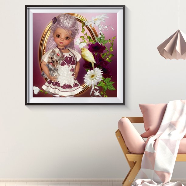 Cuadros Decorativos 5D dibujos animados niña completa ronda taladro diamante pintura resina decoración de diamantes de imitación Ndcxsfigh Nuevos Originales