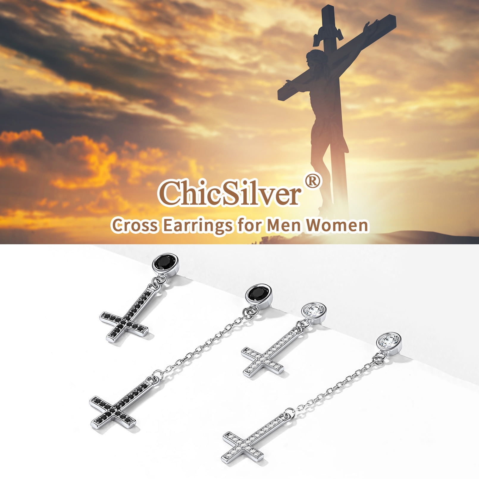Dangle upside down cross earring deals