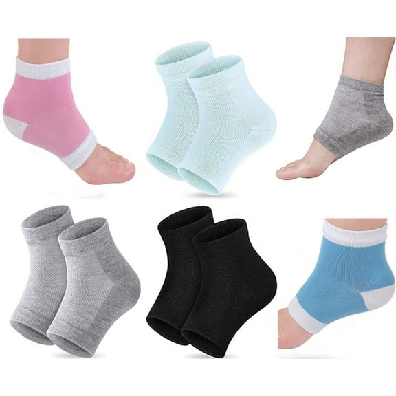Tutuviw 5 Pairs Moisturizing Gel Heel Socks Open Toe Socks for Dry Hard Cracked Heels, 5 Colors