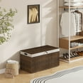 thumbnail image 4 of HOOBRO Storage Basket with Lid, 52.8 Gallon (200L) Wicker Basket, Handwoven Blanket Storage Basket with Handles, Metal Frame and Soft Lining, Foldable for Bedroom, Laundry Room, Brown BR220CW01, 4 of 9