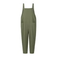 thumbnail image 4 of Cyber&Monday Deals Usmixi Jumpsuits for Women Dressy Casual Cotton Linen Loose Wide Leg Strap Maxi Jumpsuits Overalls with Pocket Summer Square Neck Sleeveless Solid Long Formal Rompers Army Green l, 4 of 4
