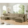 thumbnail image 3 of Slipcovered U-Shaped Sectional Wide&Deep-Seat Sofa, 4-Seat with French Edges Design&Multiple Big Pillows, Soft Deep-Seat Comfy Cloud Couch, Living Room/Apartment, Camel Corduroy, 3 of 9