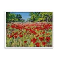 Stupell Vivid Poppy Field Modern Scenery Botanical & Floral Painting White Framed Art Print Wall Art