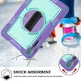 thumbnail image 5 of Case for Samsung Galaxy Tab S10 FE Plus 13.1" 2025, 360° Rotating Kickstand with Pencil Holder/Hand Strap/Shoulder Strap Hard PC Rugged Silicone Shockproof Bumper Stand Cover, Purple + Mint Green, 5 of 8