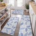 thumbnail image 2 of Blue Leaf Pattern Kitchen Rugs Sets Of 3,Kitchen Runner Rugs Non Skid Washable,Decorative Kitchen Floor Mats for Kitchen,Sink,Laundry,17"x30"+ 17"x47" + 17"x59", 2 of 6