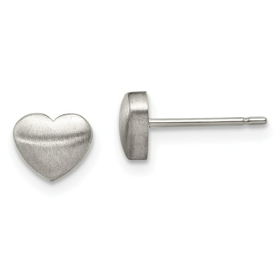 Primal Steel Titanium Brushed Heart Post Earrings