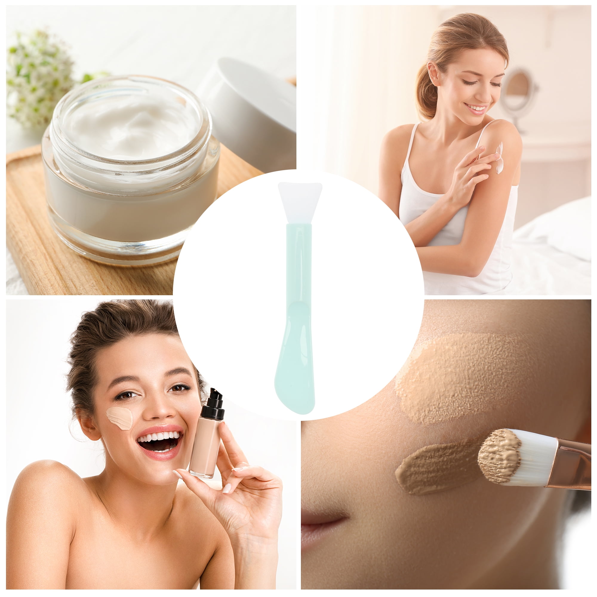 Unique Bargains Double-headed Shovel Type Facial Mask Brush 1 Pc Blue