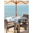 thumbnail image 3 of Outdoor Tablecloth with Umbrella Hole for Patio/Picnic/Party/Camping, Blue Octopus Coastal Waterproof Table Cloth Square Cover Washable, Beach Starfish Nautical Coral Shell (54"x 54"), 3 of 8