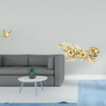 thumbnail image 2 of Figura de pájaro dorado, estatua de animal, decoración moderna para el hogar, escultura decorativa de pared de metal nórdico, hojas de flores, 2 of 8