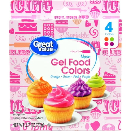 (3 Pack) Great Value Gel Food Colors, Neon, 4
