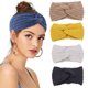 thumbnail image 1 of 5 piezas de diademas para calentar orejas de invierno, diadema de punto cálido para mujer, diademas trenzadas de ganchillo para niña (negro/blanco roto/camello/amarillo/gris oscuro), 1 of 5
