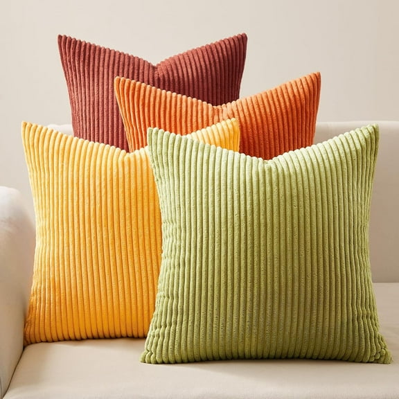 4Pcs Fall Burnt Orange Decorative Throw Pillows Covers 18x18 Inch,for Couch Sofa Bedroom