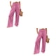 thumbnail image 2 of Pantalones largos Qarigey para mujer holgados informales pierna ancha cintura alta Vintage Rosa XXL 2piezas, 2 of 6