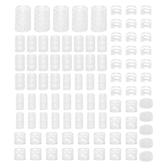 90pcs DIY Wig Dreadlocks Mesh Hollow Hair Extensions Barrettes Hair Clips for Braiding Accessories