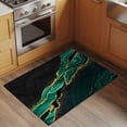 thumbnail image 2 of 2x3 Ft Entryway Area Rug, Green Marble Kitchen Rug Runner Washable Floor Mat, Gold Abstract Vintage Modern Ombre Art Non Slip Indoor Door Mat Throw Carpet for Bathroom Living Room Bedroom, 2 of 8