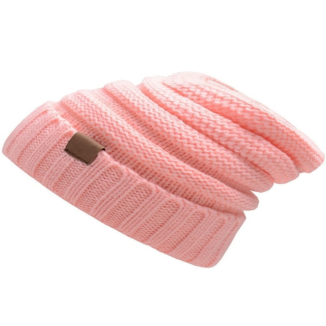 YOPTOP Bonnet d'Hiver Ample et Chaud pour Femmes, Tricoté, Rose, Taille Unique