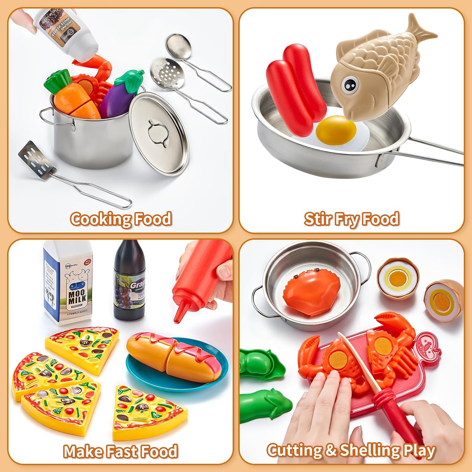 LAUGIGLE 52-Piece Kids Kitchen Playset with Play Food photo 3
