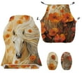 thumbnail image 4 of SCRAWLGOD Horse Floral Print Orange Beige Pattern Gaming Chair Cover Pack of 4, Stretchable Chair Seat Protection with Armrest Pad Removable Computer Reclining Chair Protective Slipcover, 4 of 7