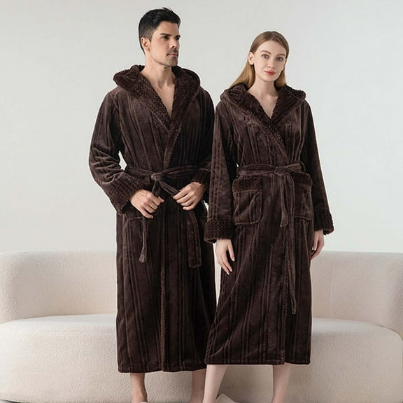 YueHuiYing Mens Robe with Hood, Ultra Cozy Bathrobe for Men Hooded Robe with Belt & 2 Pockets